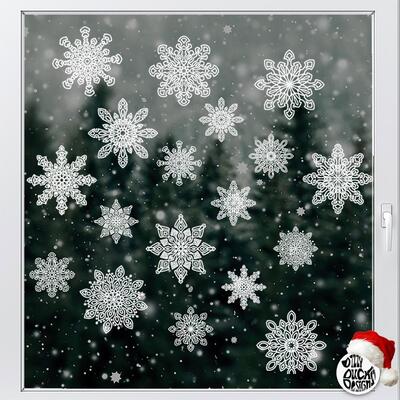18 Snowflakes Christmas Window Decals