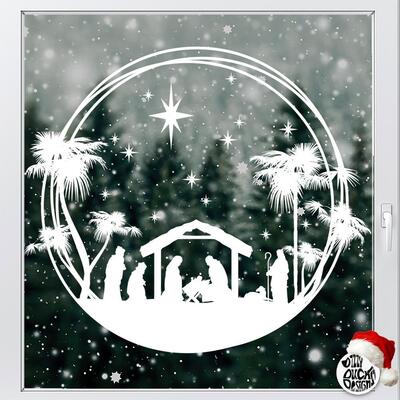 Christmas Nativity Ring Window Decal - Large (91x80cms)
