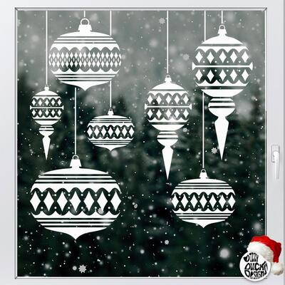 8 x Moroccan Bauble Christmas Window Decals - Large Set