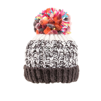 Image of Ladies Lulu Chunky Knit Bobble Hat - Fleece Lined - Black