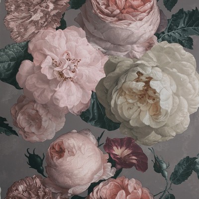 Highgrove Floral Wallpaper Grey Arthouse 909302