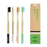 Image of F.E.T.E Toothbrush Multi Pack Firm Natural Green White Black 4pieces