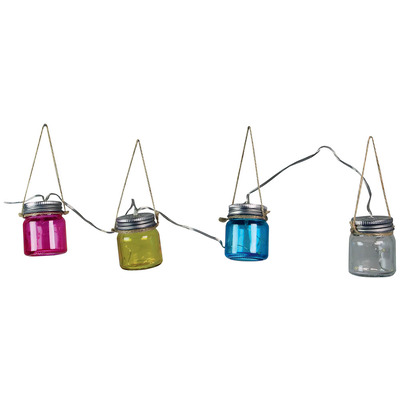Solar LED Coloured Glass Jar String Light