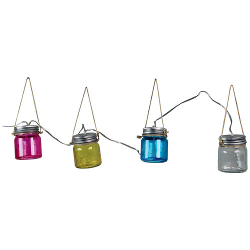 Solar LED Coloured Glass Jar String Light