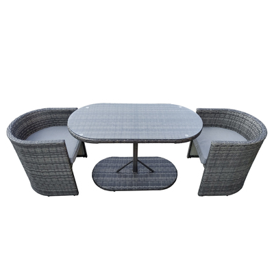 St Tropez Rattan Bistro Set - Grey