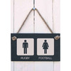 Image of Slate Hanging Sign - rugby / football symbols