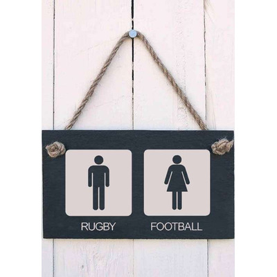 Slate Hanging Sign - rugby / football symbols