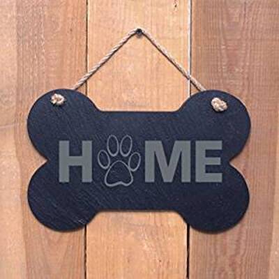 Large Bone Slate hanging sign - "Home" - a great present for Pet Lovers