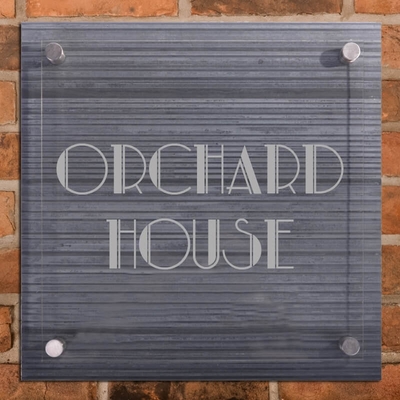 Ridged Slate House Sign with Acrylic front panel - 500 x 500mm - 2 lines of text