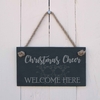 Image of Christmas Slate hanging sign - "Christmas cheer welcome here"