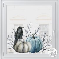 Image of Blue Pumpkin Crow Decal - 74 x 120 cm