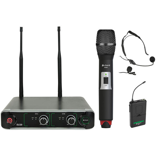Dual UHF Combo Microphone Set with Compact Receiver - 863.42MHz & 864.3MHz