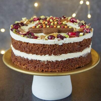 Christmas Gingerbread Vegan Cake - Small (6") / Without Tin &pipe; Birthday Cakes Delivered By Post &pipe; UK