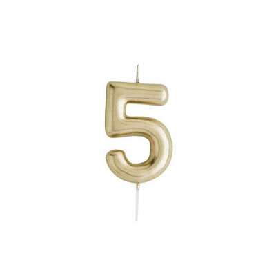 Gold Number Candles - Number 5