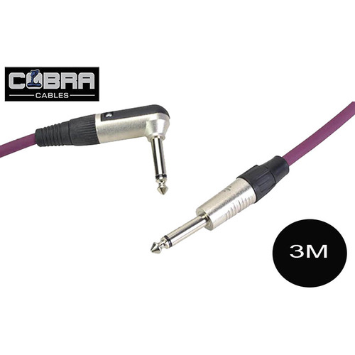 Guitar Lead Right Angle Jack to Straight Jack 3m Purple