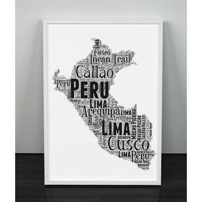 Personalised Peru Word Art Map