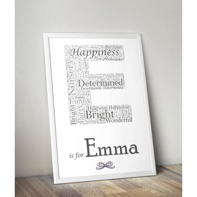 Personalised Letter - Name Initial Word Art Print Gift