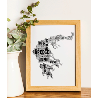 Personalised Greece Mainland Word Art Map
