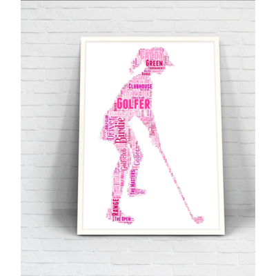 Personalised Lady Golfer Word Art Print - Ladies Golf Gift