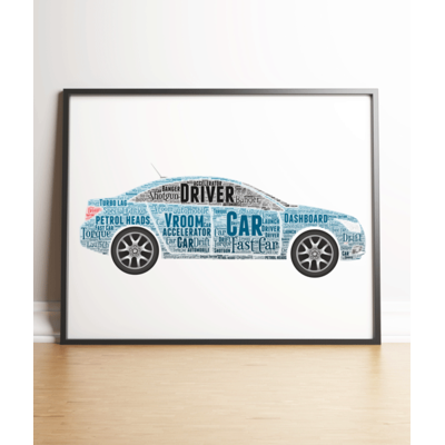 Personalised Car Word Art Picture Frame Gift