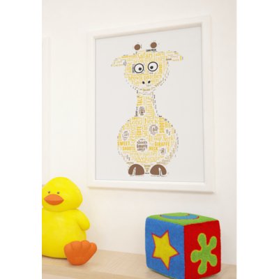Personalised Giraffe Word Art Picture Print
