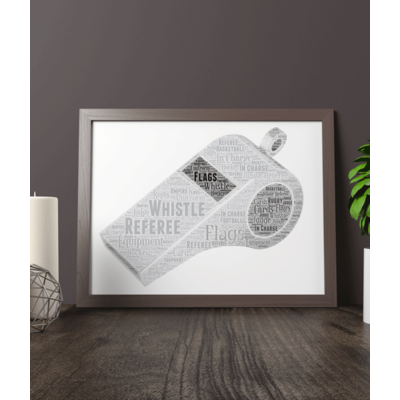 Personalised Whistle Word Art Print - Coach or Referee Gift