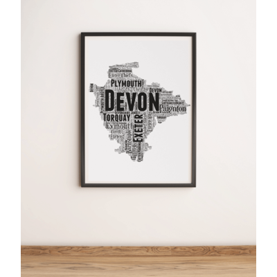 Personalised Devon Word Art Map