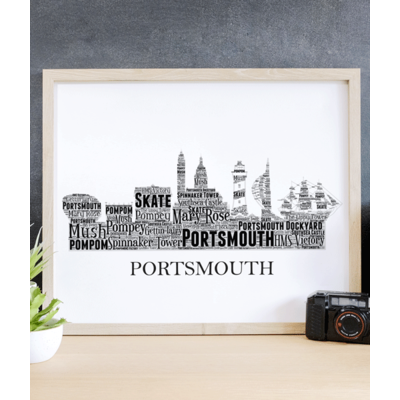 Personalised Portsmouth Skyline Word Art Print
