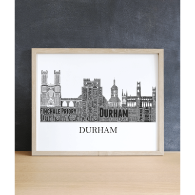 Personalised Durham City Skyline Word Art Picture