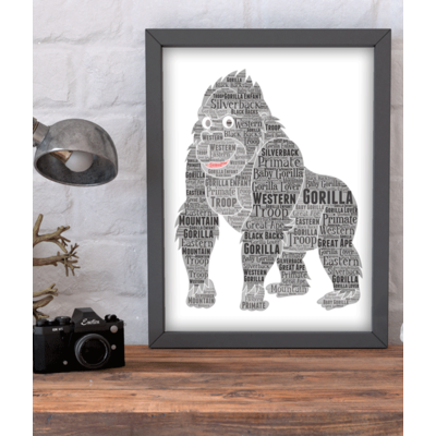 Personalised Gorilla Word Art Print