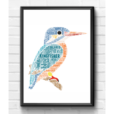 Personalised Kingfisher Bird Word Art Print