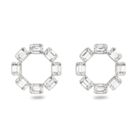 Image of Swarovski Millenia earrings Circle, White, Rhodium plated, 5602780
