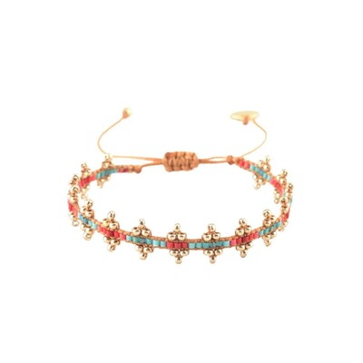 Shanty Beaded Bracelet - Red & Turquoise