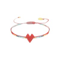 Image of Heartsy Row Beaded Bracelet - Red Multi