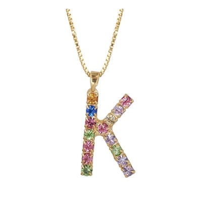 Initial K Letter Necklace - Gold