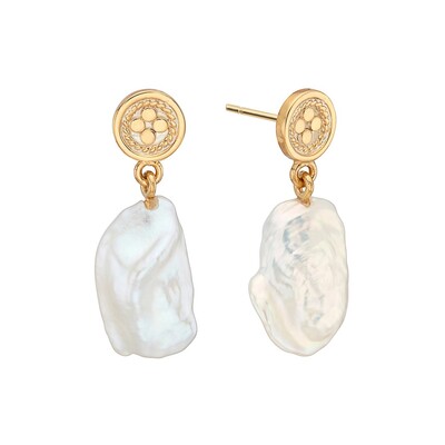 ANNA BECK Pearl & Twisted Drop Earrings Gold