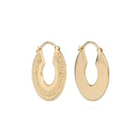 Image of Medium Smooth and Dotted Hoop Earrings - Gold