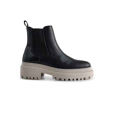 Iona Chelsea Leather Boot - Black & Beige