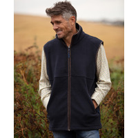 Image of Walker and Hawkes - Mens Hampton Fleece Gilet with Leather Trim - S (38") Grey