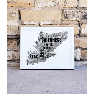 Caithness Personalised Word Art Map