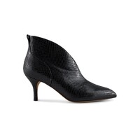 Image of Valentine Low Cut Snake Leather Heel Shoe Boot - Black