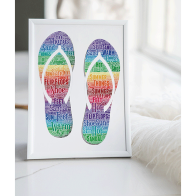 Personalised Flip Flops - Holiday Word Art Picture Gift