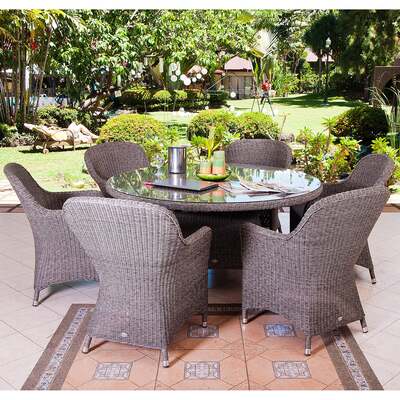Alexander Rose Monte Carlo 6 Seater Closed Weave Armchair Round Set