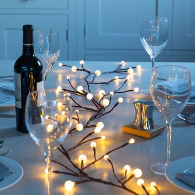 Noma Christmas Flexible 1.8m Berry Branch Garland with 48 Warm White LED Lights -Battery Operated