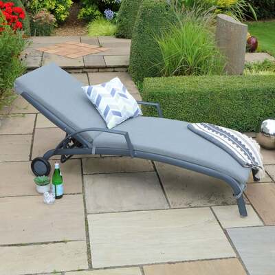 LG Outdoor Turin Aluminium Garden Sunlounger with Cushion