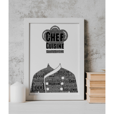 Customised Chef Word Art Picture Gift - Kitchen Art