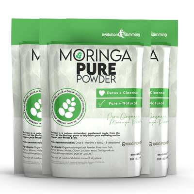 Moringa Pure 100% Pure Organic Powder 100g Pouch - 3 Pouches (300g)