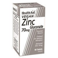 Health Aid Vegan Zinc Gluconate 70mg 90's