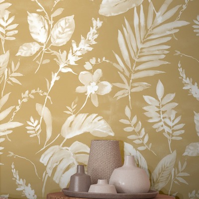 Eden Wallpaper Collection Tane Leaf Mustard Muriva L98902