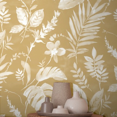 Eden Wallpaper Collection Tane Leaf Mustard Muriva L98902
